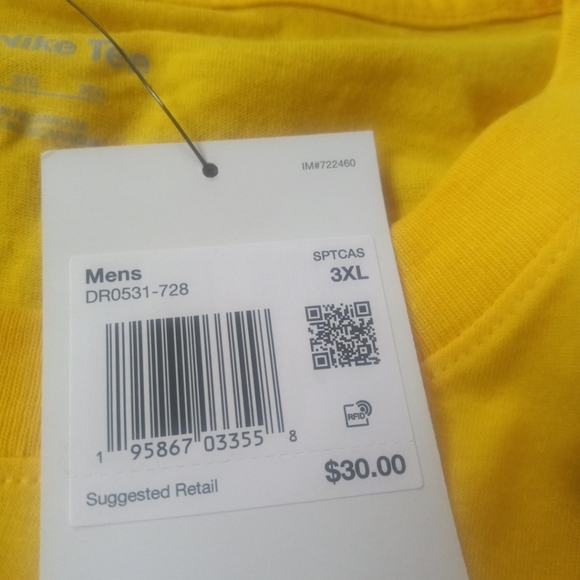 Nike Just Do It Mens Long Sleeve Color Yellow Shirt White Lettering Big&Tall 3XL - Picture 5 of 7